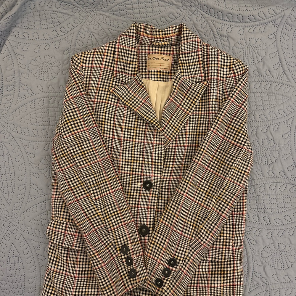 We The Free Plaid Blazer in Black, White, Red & Yellow
